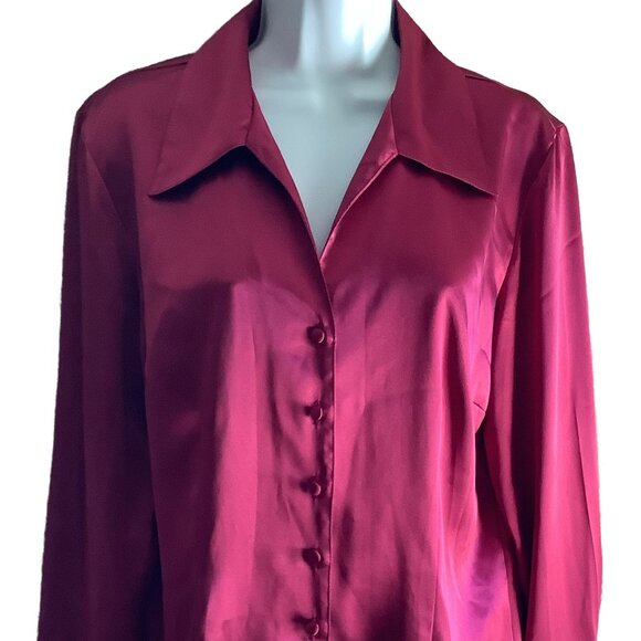 Tailor by B. Moss Red Long Sleeve Blouse Size: Large - Picture 1 of 5